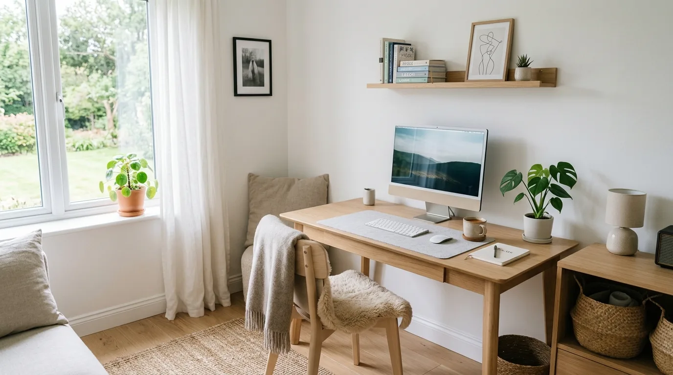 Keep the wall styling intentional and light inspiration for a home office.